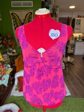 Women's Pink Floral Sleeveless Tank Top